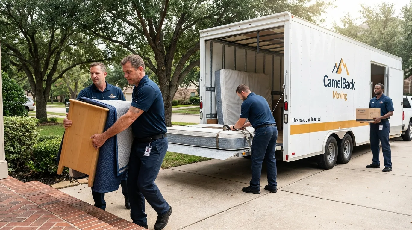 Crew loading residential truck for cross-state move from Vicksburg, MS